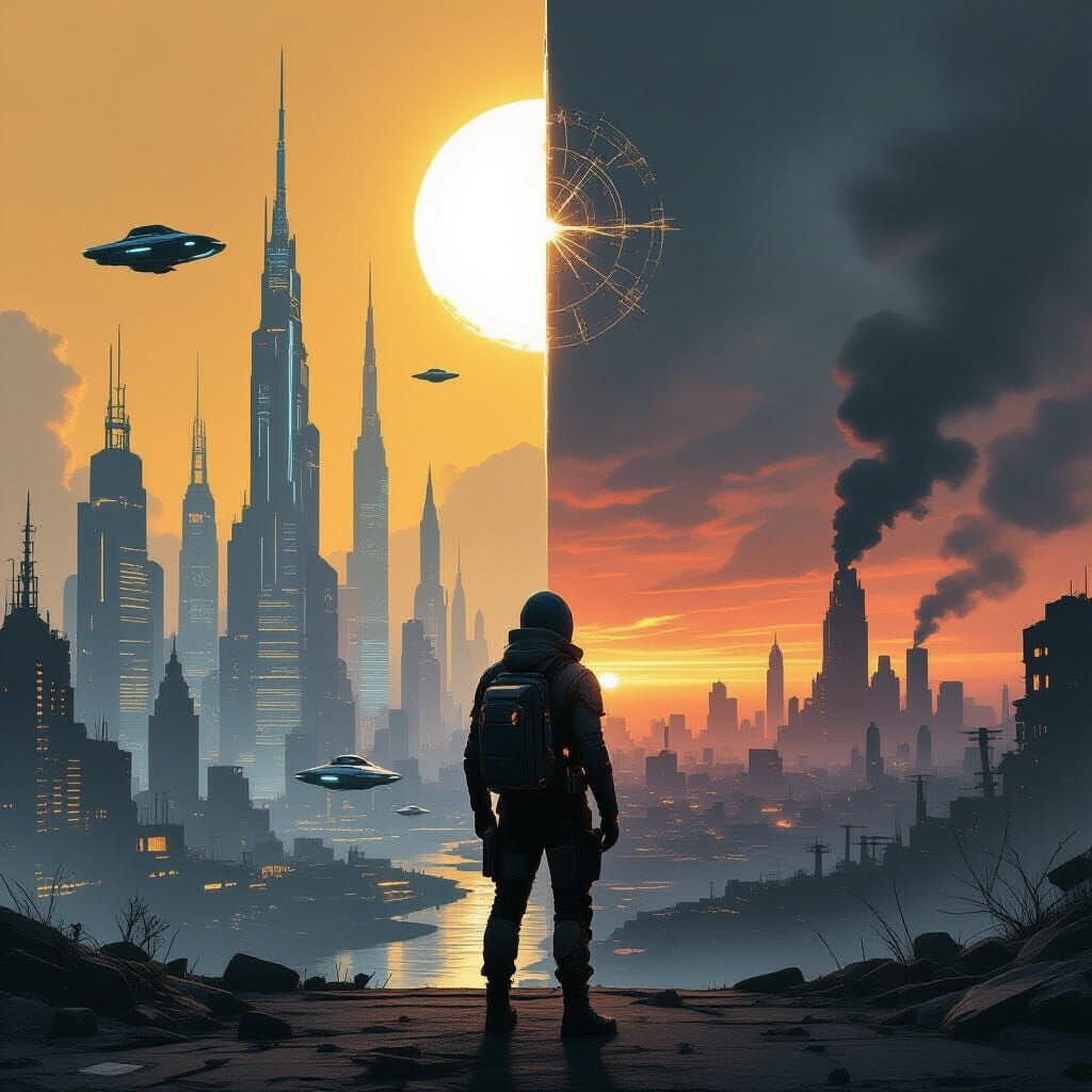 Dichotomy: Utopia and Wasteland in Sci-Fi Art Style