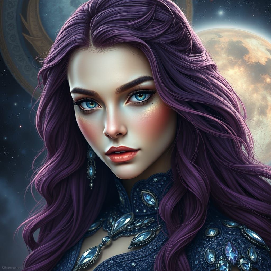 Ethereal Sorceress in Cosmic Splendor