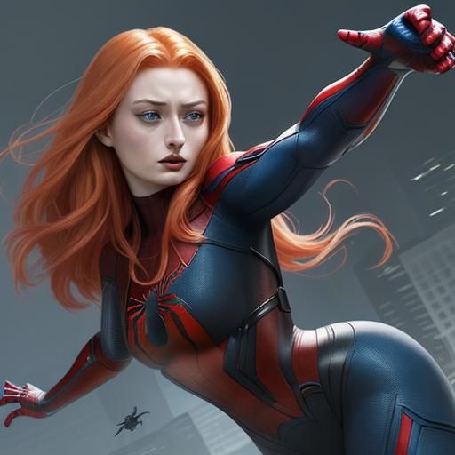 Spider-Man Superheroine Concept Art in Anime Style