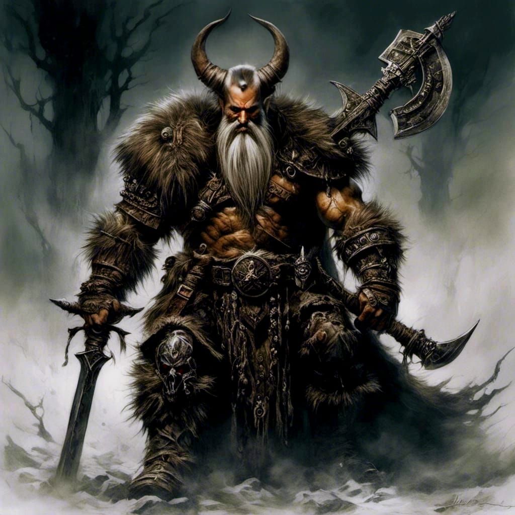 Dwarf Barbarian in Dark Fantasy Style