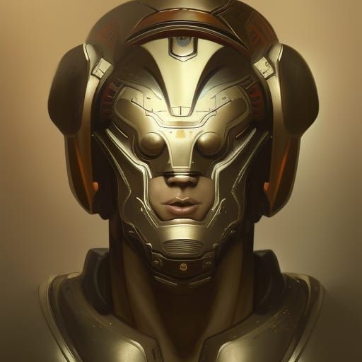 Futuristic Space Miner as Ancient Greek Statue