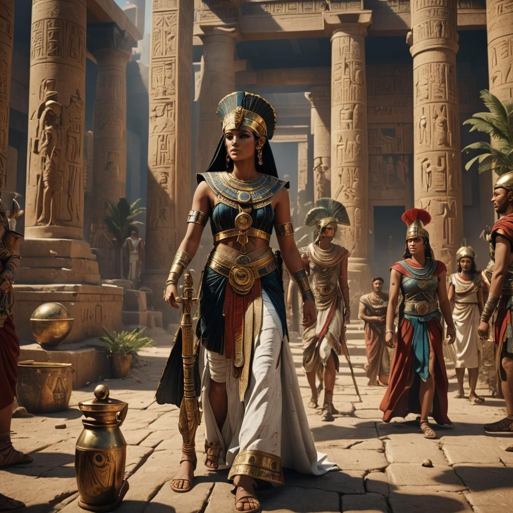 Egyptian Woman Marries Roman Soldier: Detailed Matte Paintin...