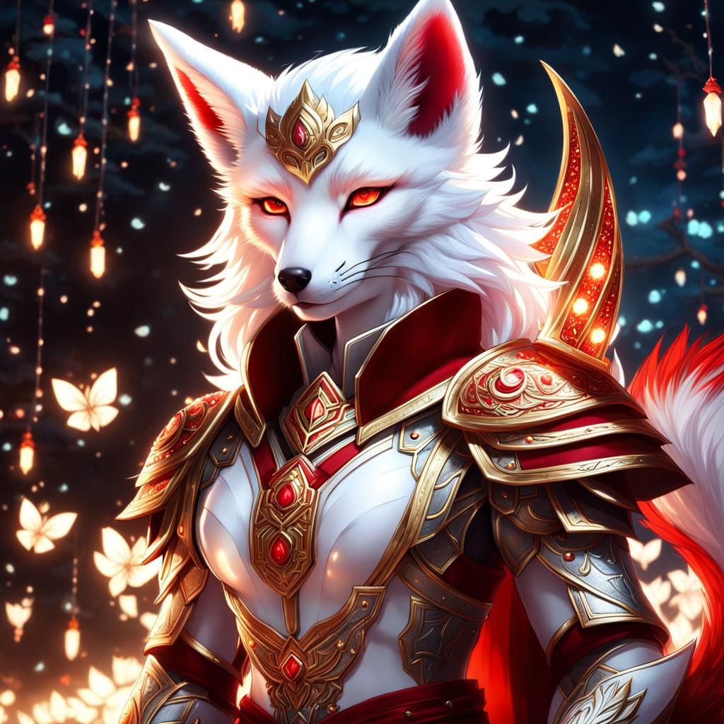 Fox Kitsune Warrior in Glittering Armor