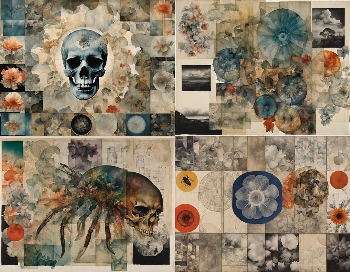 Brutalist 1950s Japan Collage in Mixed Media