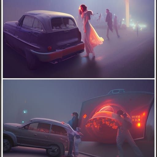 Romantic Drive-In Movie Concept Art in 8K