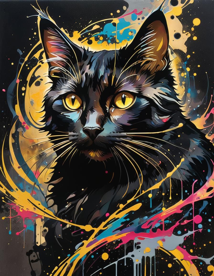 A black cat sits in the middle of a deserted road, eyes lock...