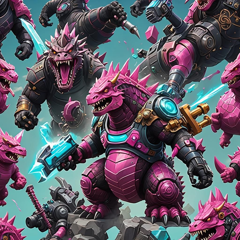 Godzilla vs King Kong in Steampunk Style