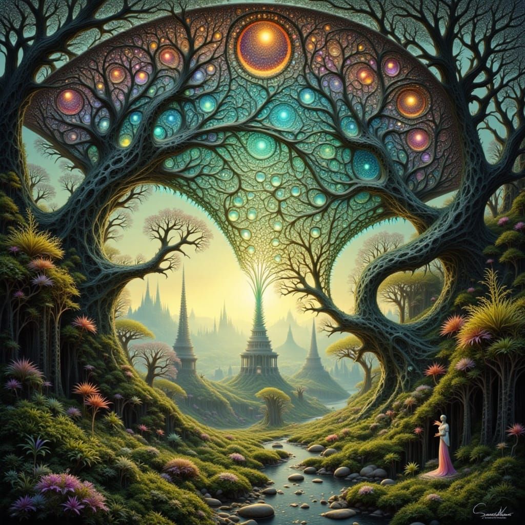 Whimsical Forest Monster Under Diamond Lights