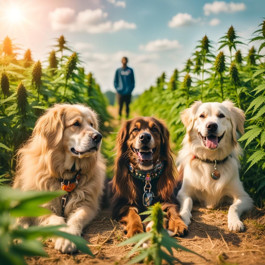 Hippie Dogs in Cannabis Field: Professional Photography