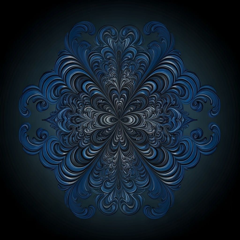 Ornate Blue Butterfly Pattern in Modern Abstract Style