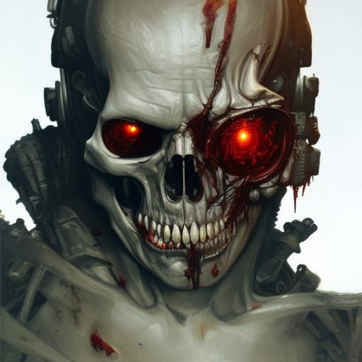 Hyperdetailed Zombie Terminator Skeleton Portrait