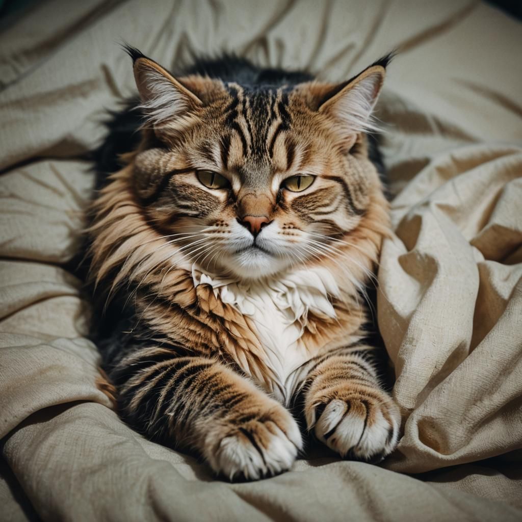 Cute Cat Sleeping: Cinematic Film Still