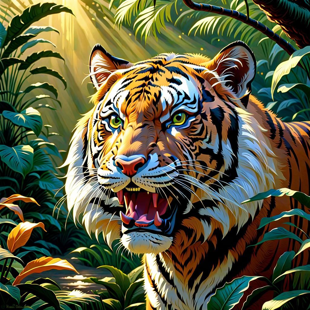 Majestic Bengal Tiger Portrait in Volumetric Lighting