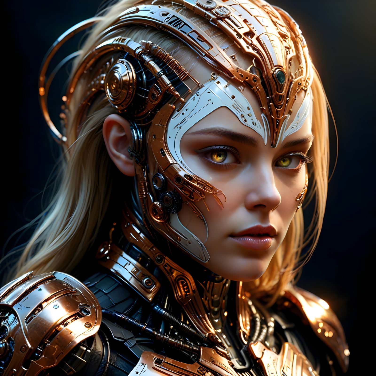 Cybernetic Goddess in Futuristic Armor