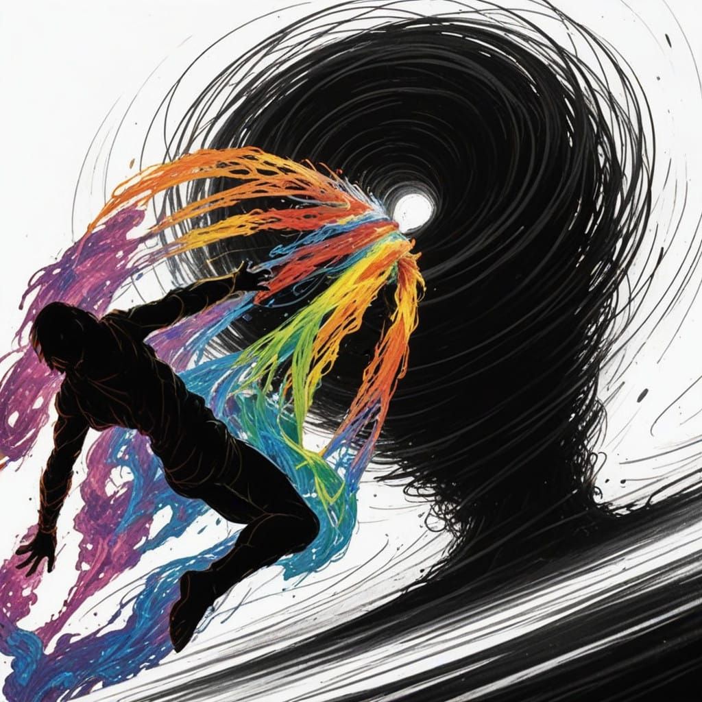 Humanoid Torn Apart by Vortex in Whimsical Fantasy Art