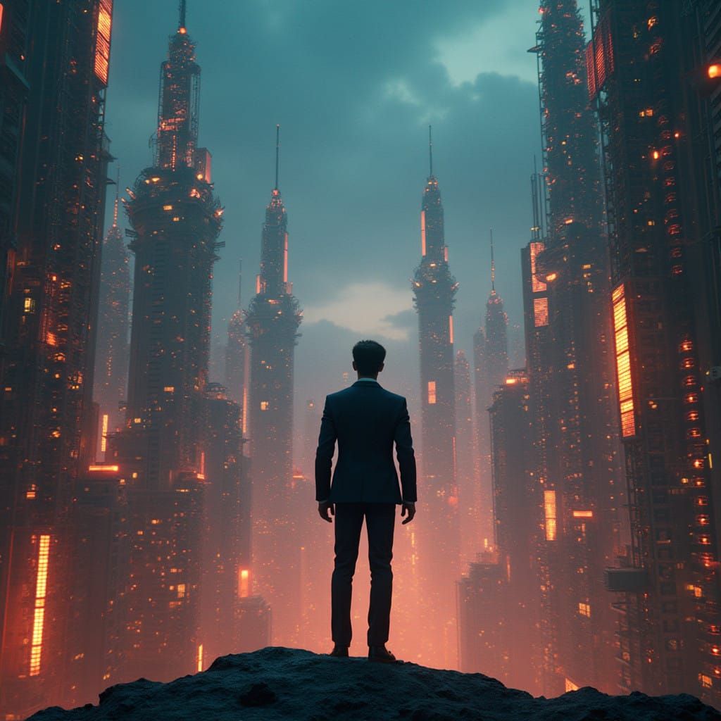 Dreamlike Cityscape of Triumph and Futurism