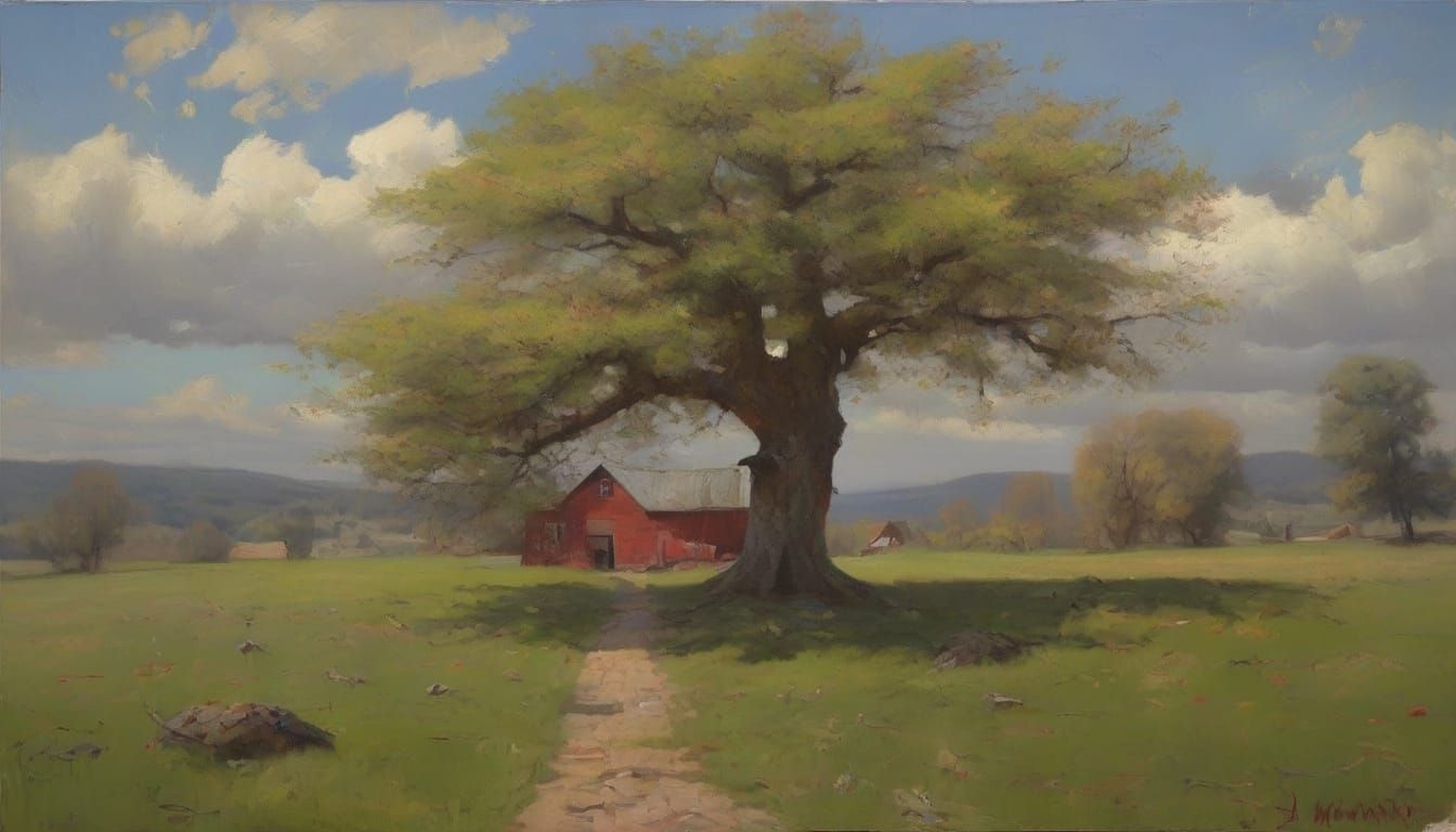 Postmodern New England Farmhouse with Ancient Apple Tree