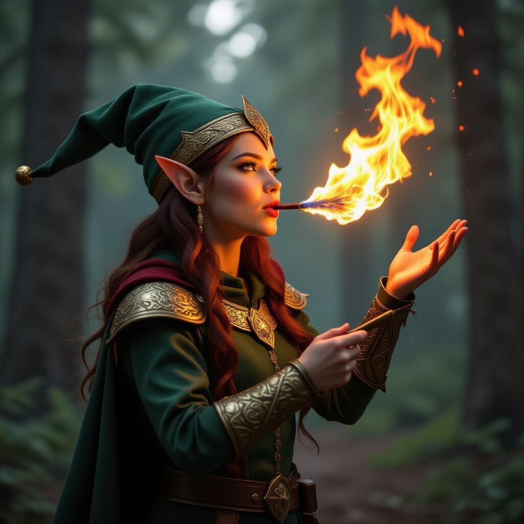 Majestic Fire Breathing Elf Unleashes Fiery Power