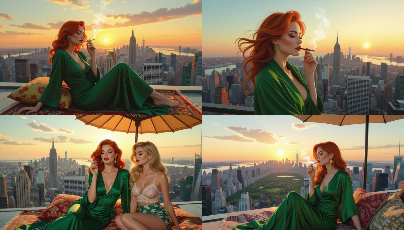 Rooftop Sunrise Over Central Park: Hyperrealistic Splash Art