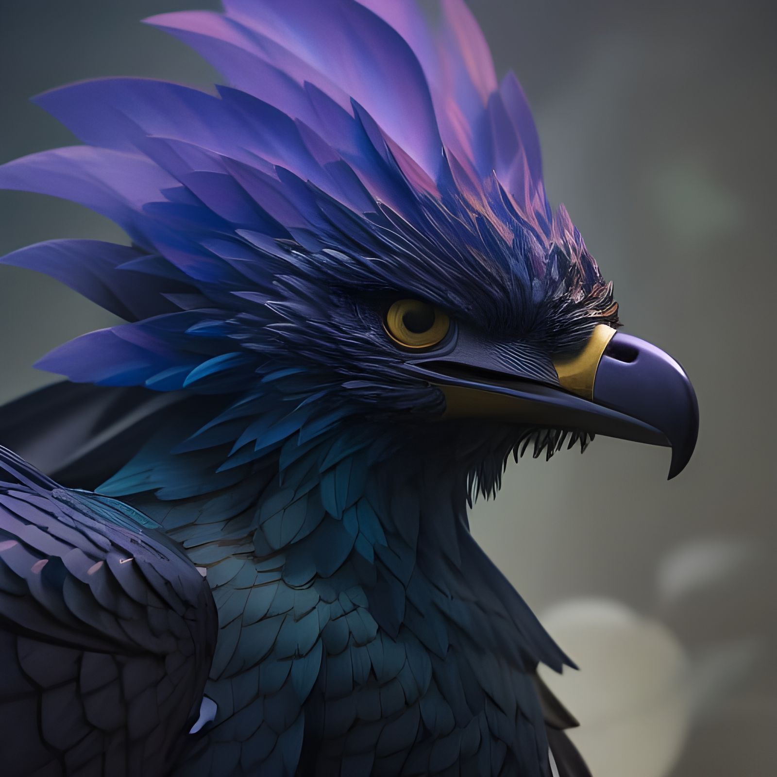 Metallic Eagle in Stained Glass Style