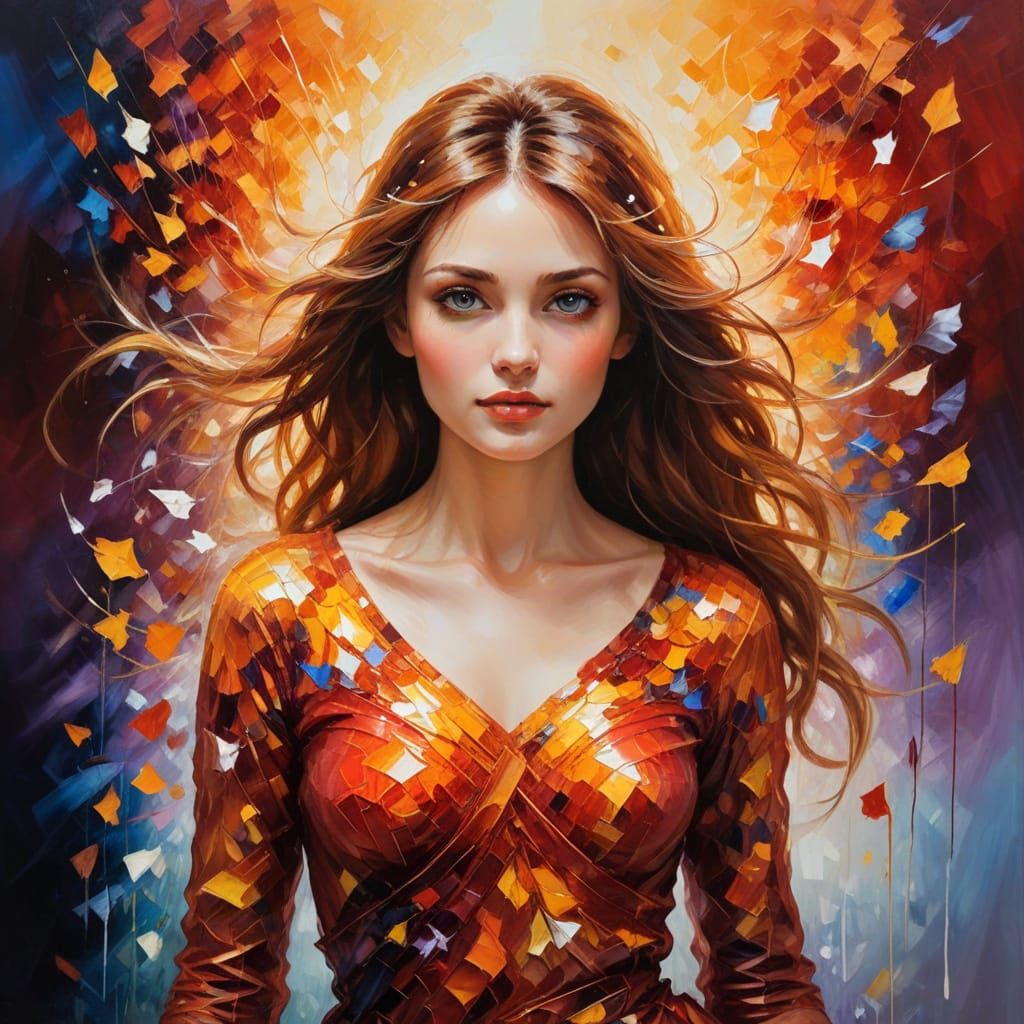 Autumnal Oil Painting with Knife Texture