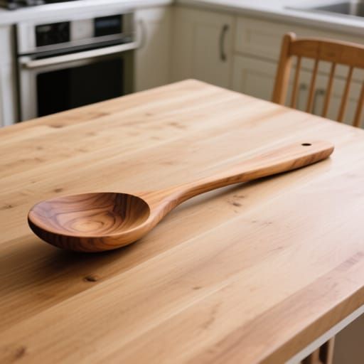 Magnolia Wood Spoon on Kitchen Table