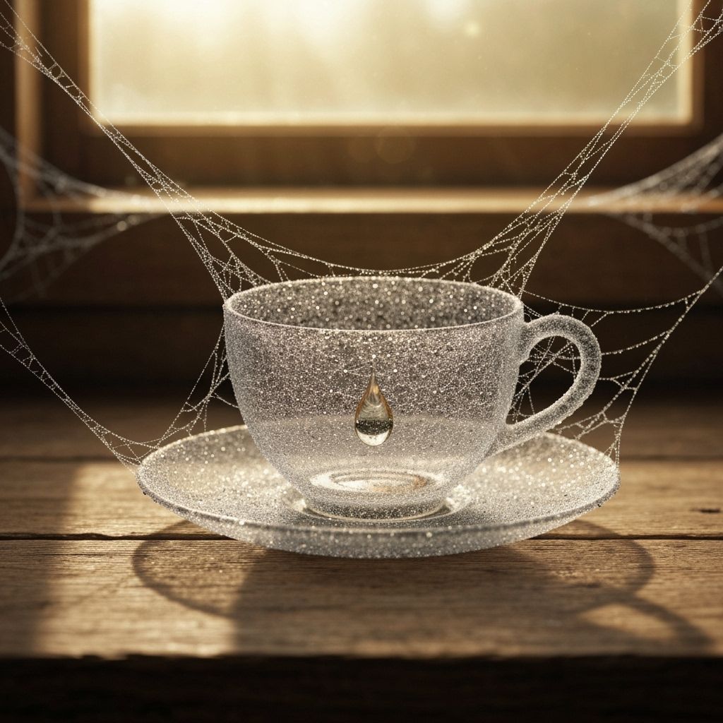 Spiderweb Teacup Sparkling with Dew Drops