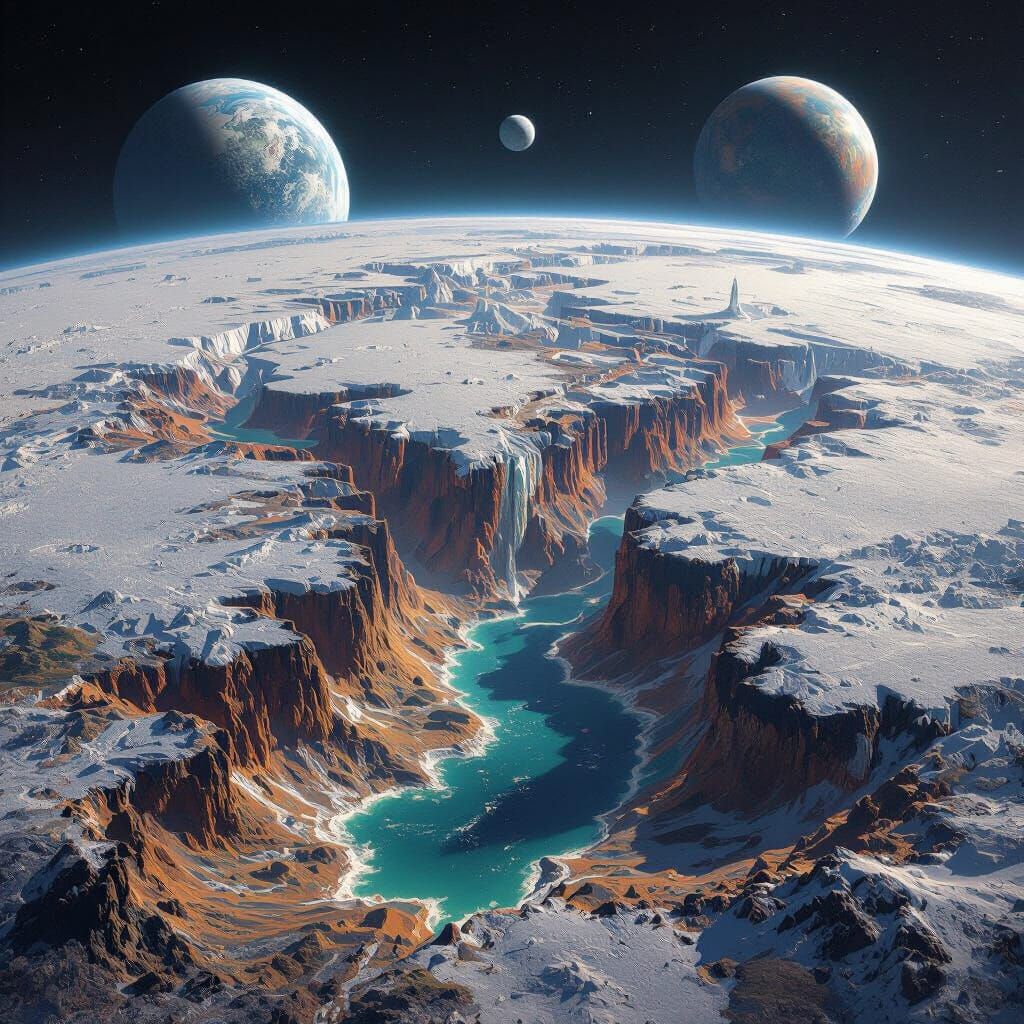 Alien Planet Divided into Quadrants, Hyperrealistic Sci-Fi A...
