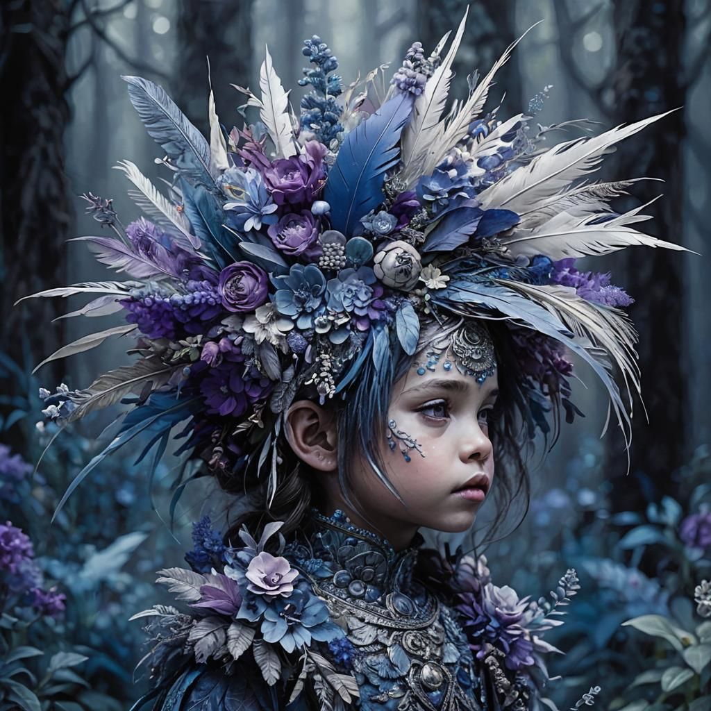 "Botanische Pracht: Ein mystischer Kopfschmuck aus Blumen un...