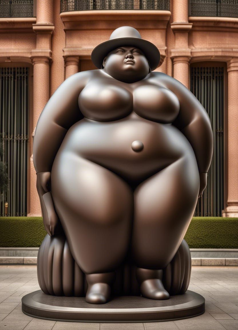 Plump Lady Sculpture in Botero Style