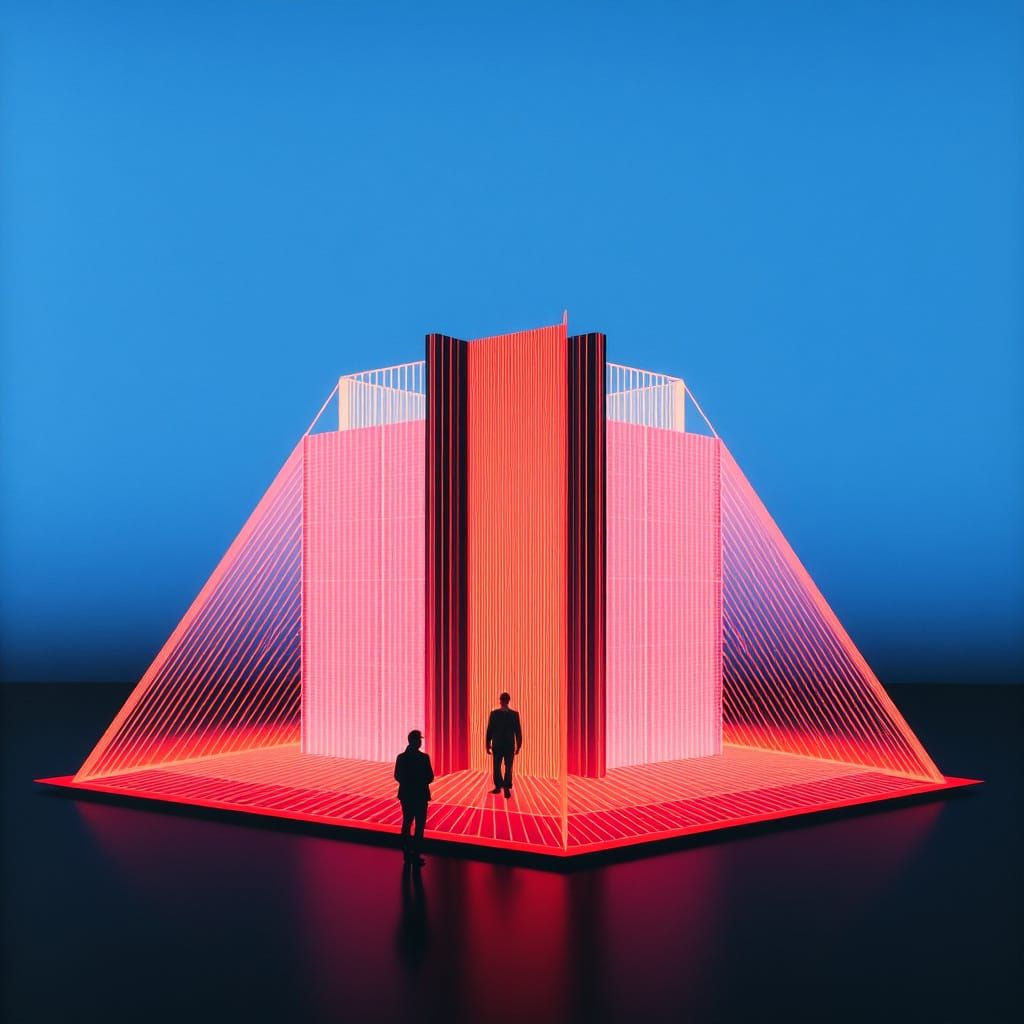 Blade Runner Cityscape in Sol LeWitt Style