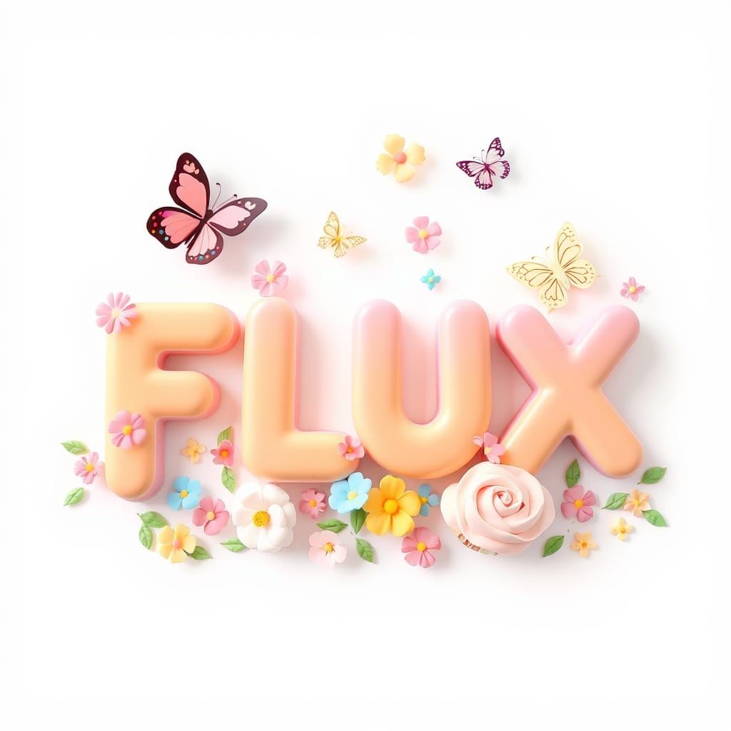 3D Sanrio "FLUX" with Butterflies and Rainbows