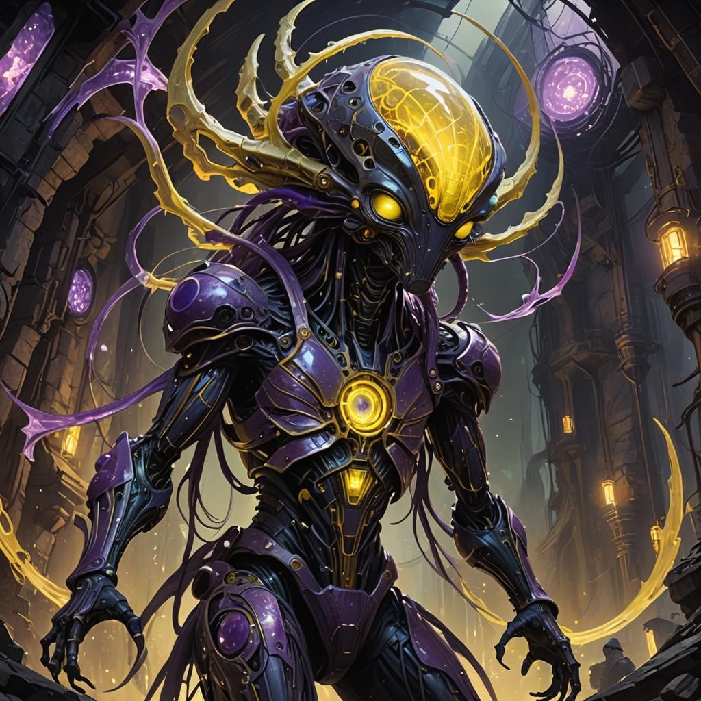 Elite Lambent Alien Invasion in Dark Fantasy Art