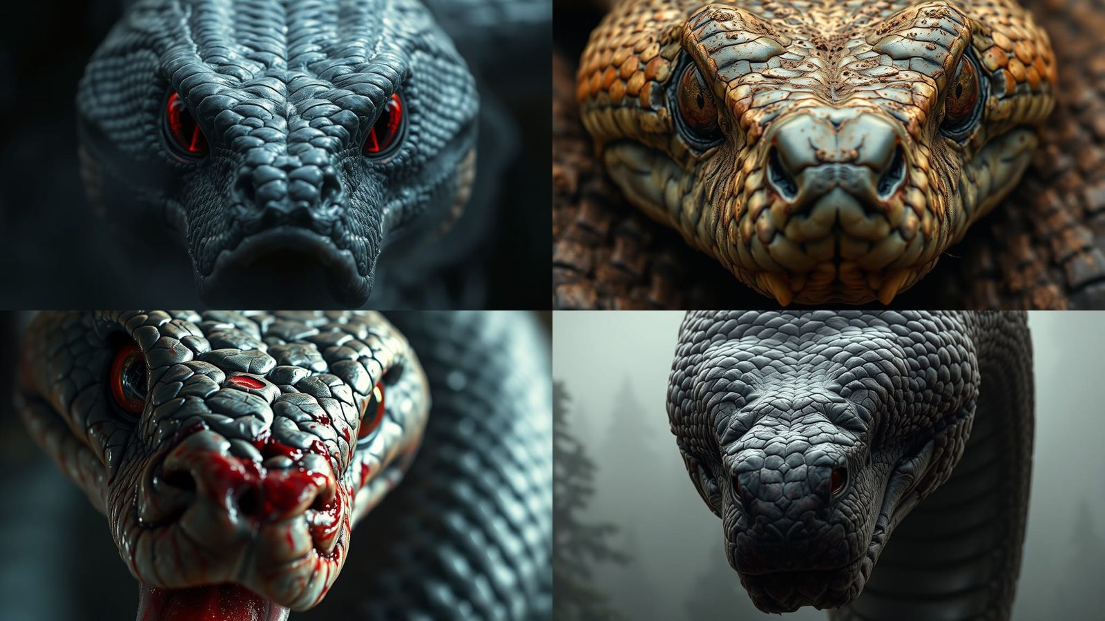 Intense Snake Close-Up with Bloody Eyes