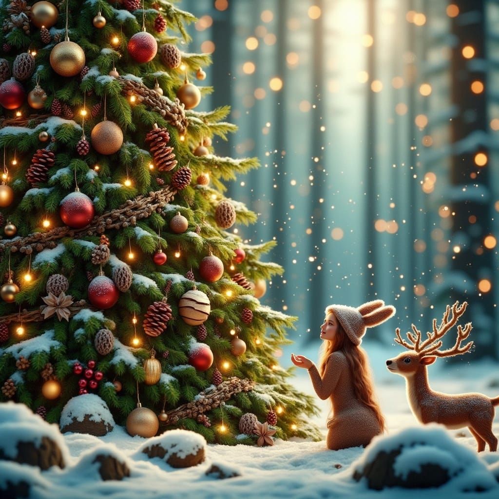 Magical Christmas Trees in Whimsical Woodland Setting
