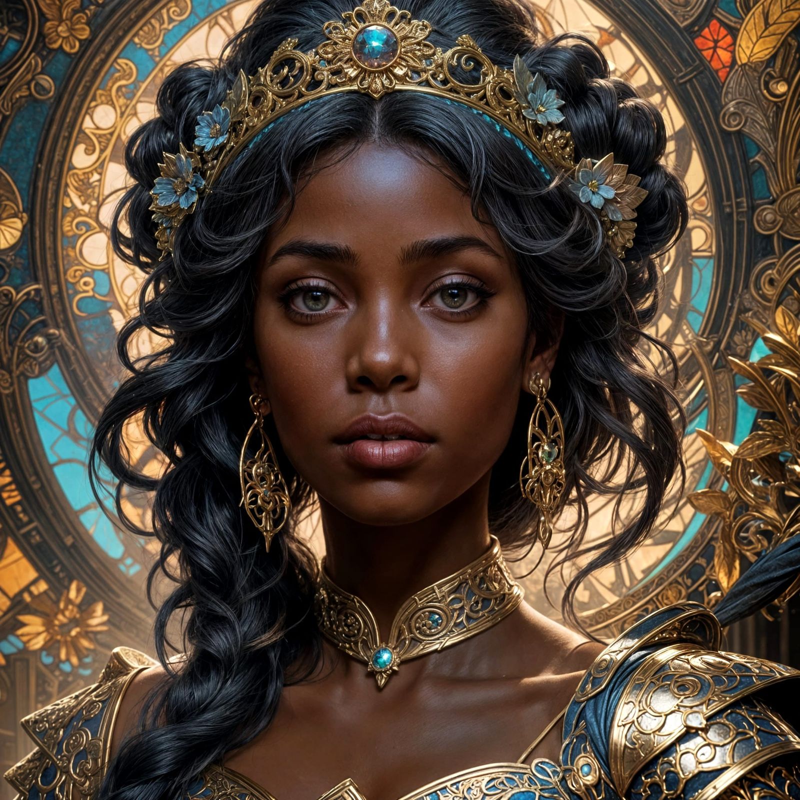 Pensive Ebony Princess: Hyperdetailed Portrait in Unreal Eng...