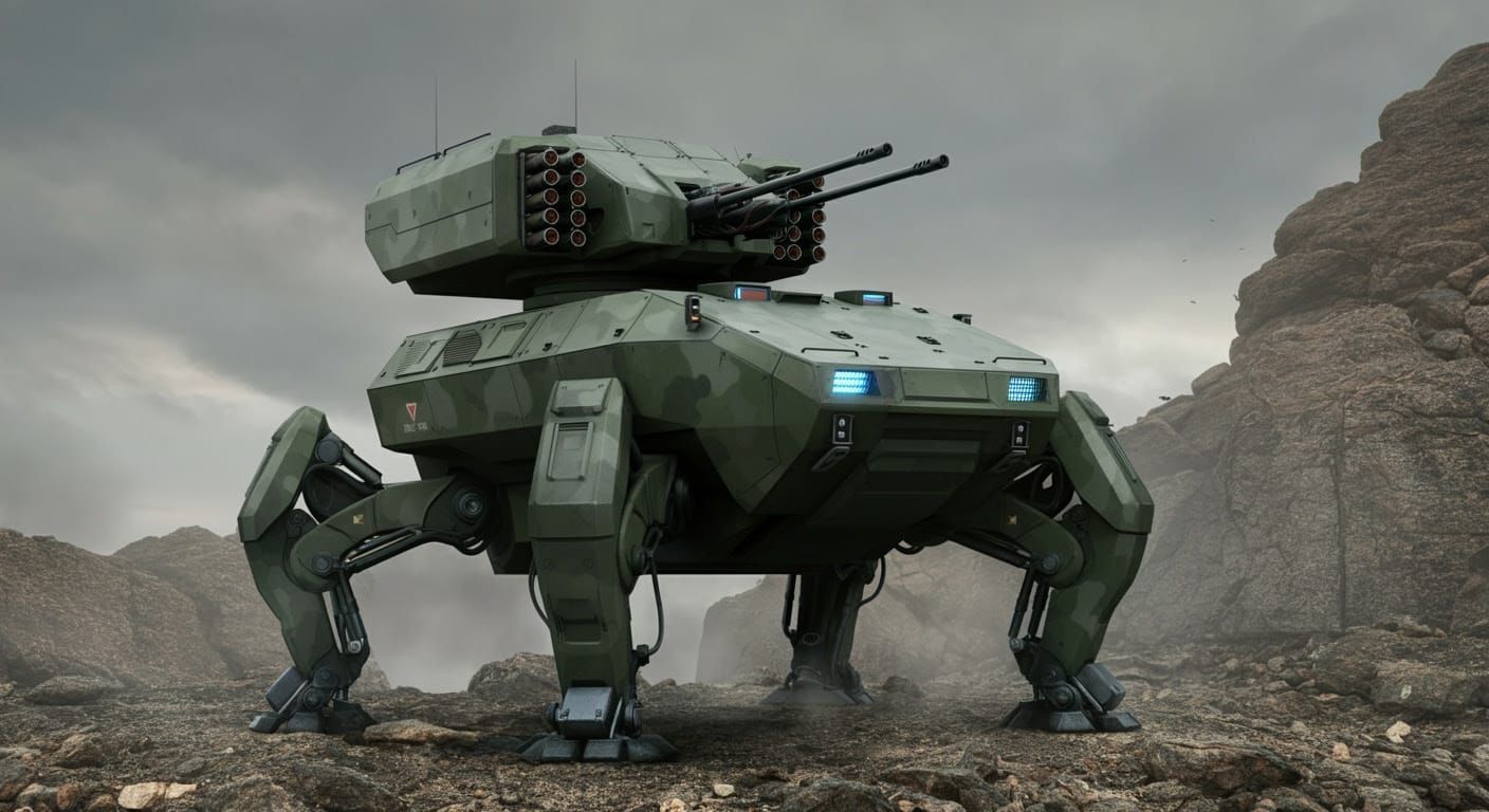 Armored Aegis AAAD Vehicle in Dystopian Futurism Style