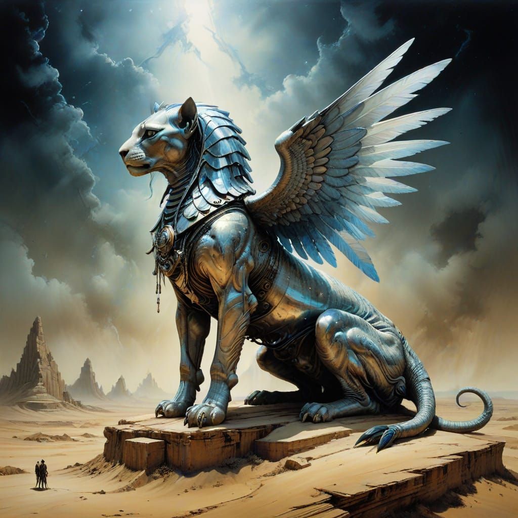 Surreal Sphinx in a Holographic Arena