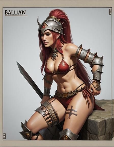 Barbarian Queen in Tiny Bikini Armor
