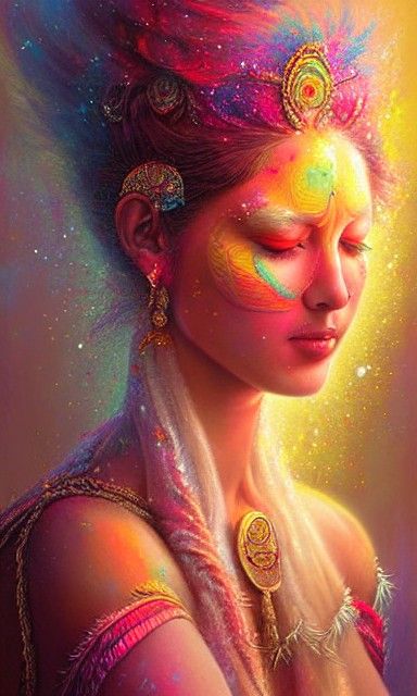 Ethereal Fire Goddess at Holi Festival