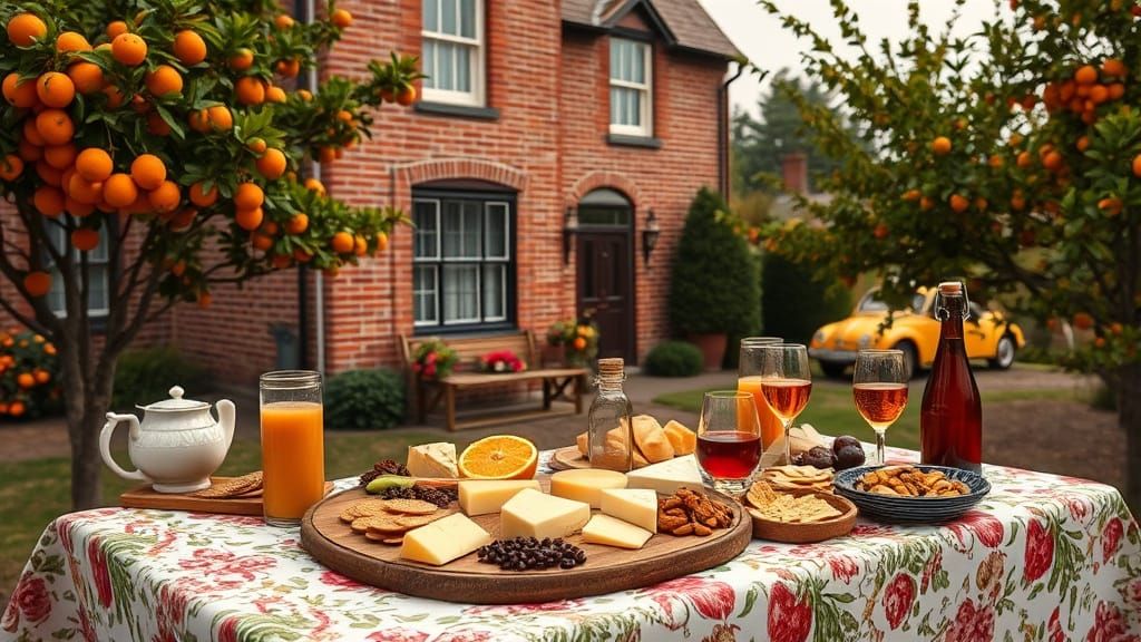 Victorian Cheese Platter in Cozy Countryside Scene