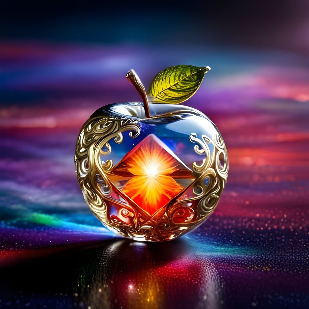 Glass Apple with Diamond Ring: Cosmic and Magical