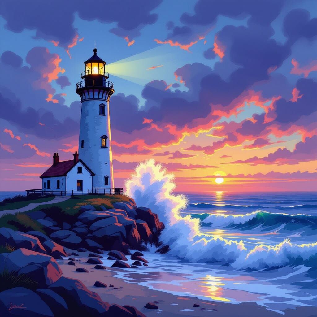 Coastal Lighthouse in Landscape Realism Style