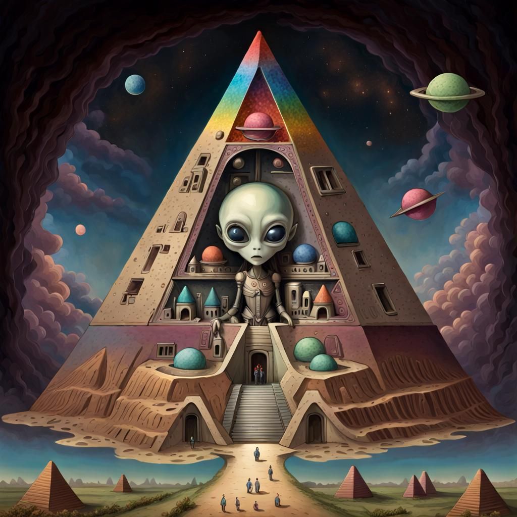 Bisected Pyramid Hiding Alien in Martian Landscape