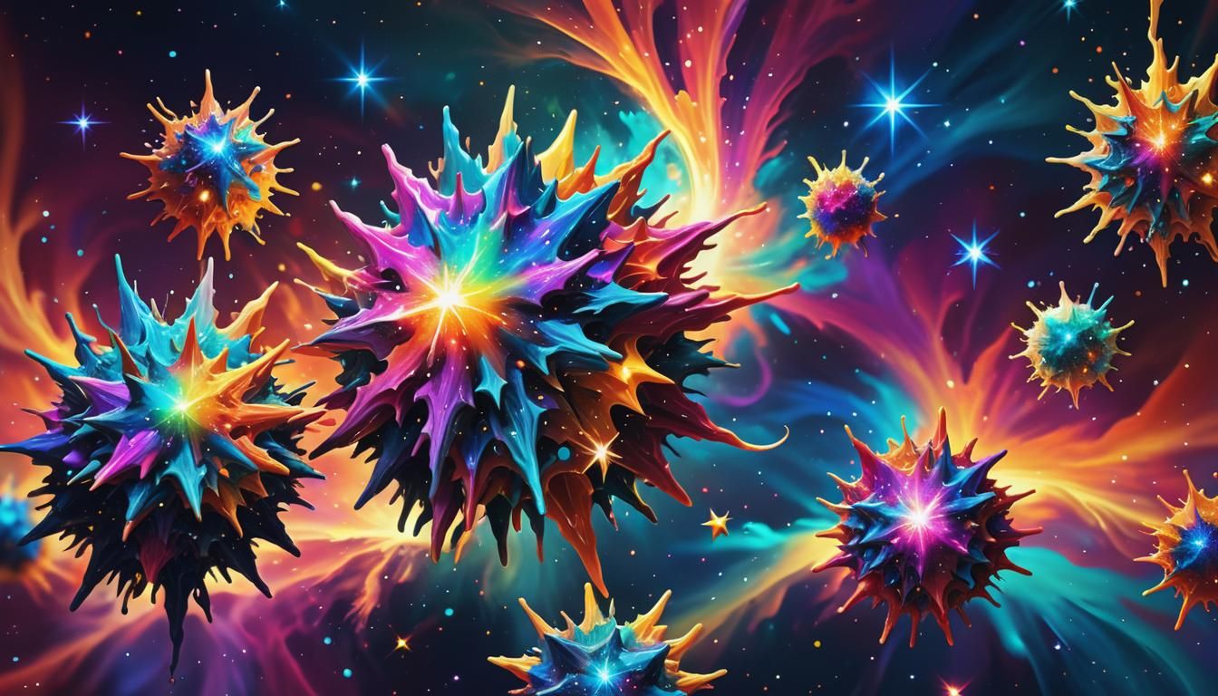 Colorful Star Cluster Formation in Digital Art Style