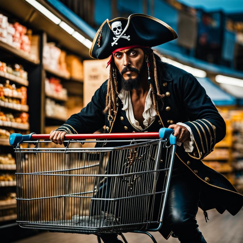 Pirate's Hilarious Shopping Trolley Ride