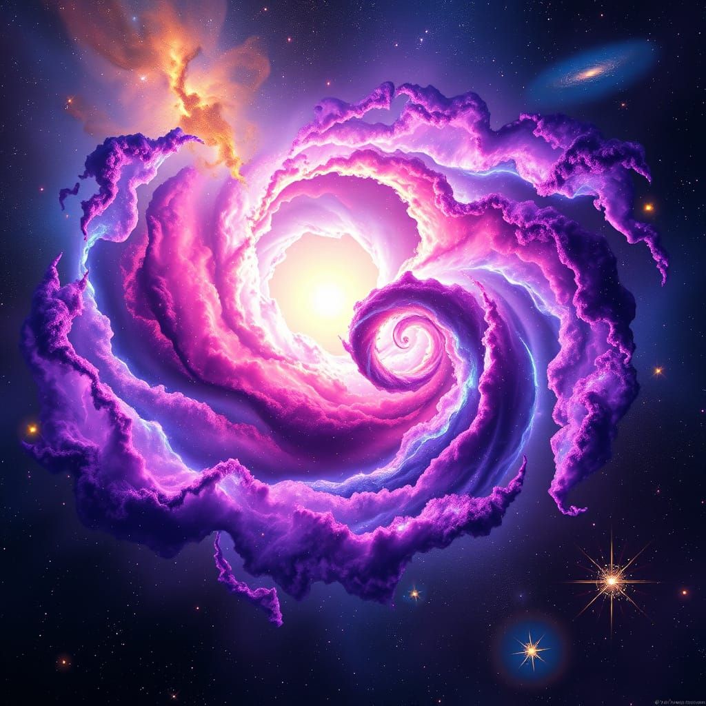 Cosmic Collision of Swirling Galaxies in Vibrant Purple and ...