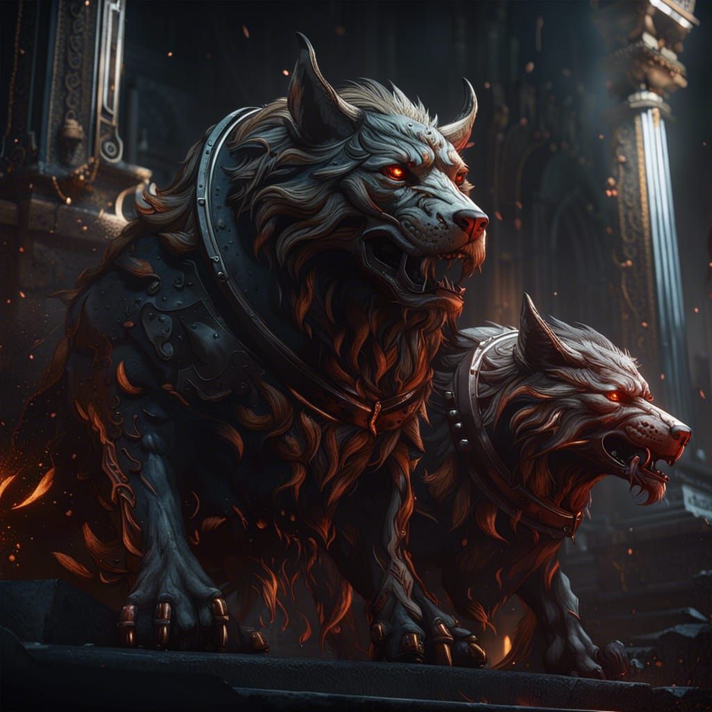 Hyperdetailed Cerberus in Dark Fantasy Concept Art