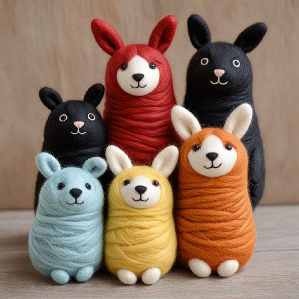Delightful Collection of Felted Art Figures