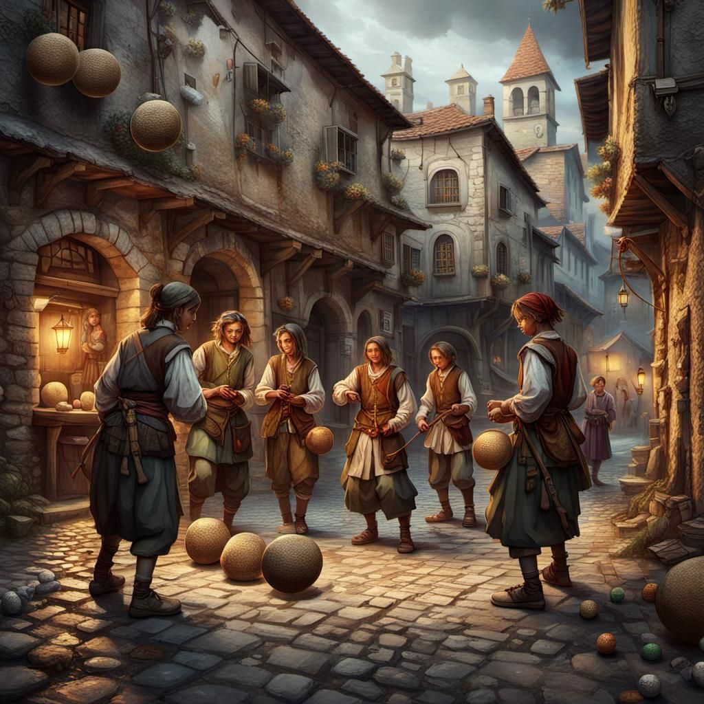 Renaissance Children at Play: Dark Fantasy Concept Art